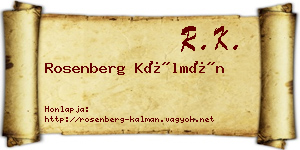 Rosenberg Kálmán névjegykártya